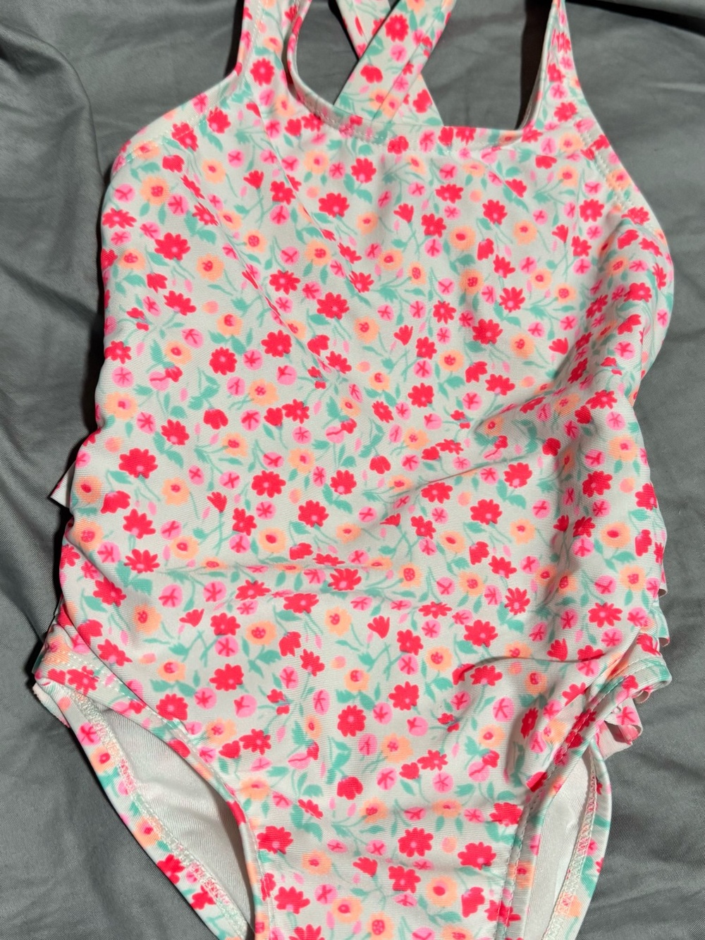 Old Navy Girls Floral One-Piece Swimsuit - Pink, Mint & Yellow